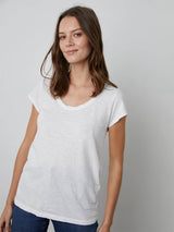 Kira Short Sleeve Scoop Tee - White-Velvet-Over the Rainbow