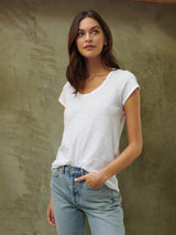 Kira Short Sleeve Scoop Tee - White-Velvet-Over the Rainbow