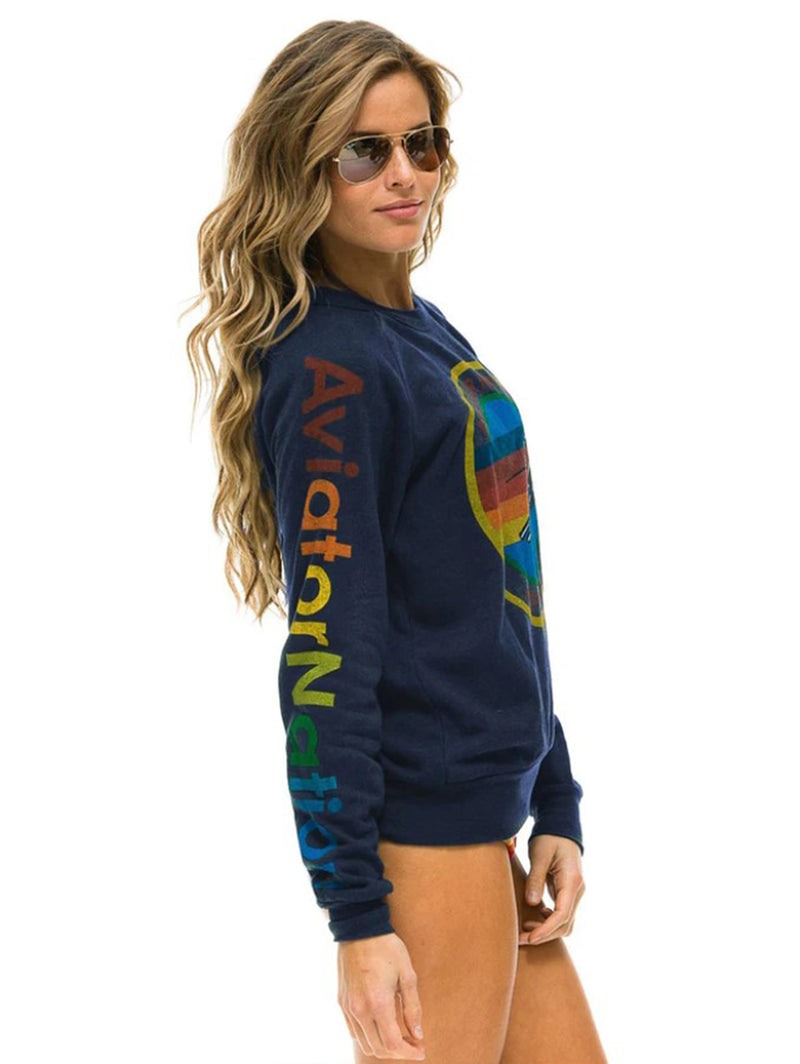 Aviator Nation Logo Crew Sweater - Navy-AVIATOR NATION-Over the Rainbow