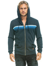 5 Stripe Hoodie - Charcoal Blue Stripes-AVIATOR NATION-Over the Rainbow