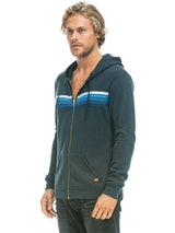 5 Stripe Hoodie - Charcoal Blue Stripes-AVIATOR NATION-Over the Rainbow