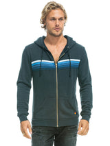 5 Stripe Hoodie - Charcoal Blue Stripes-AVIATOR NATION-Over the Rainbow