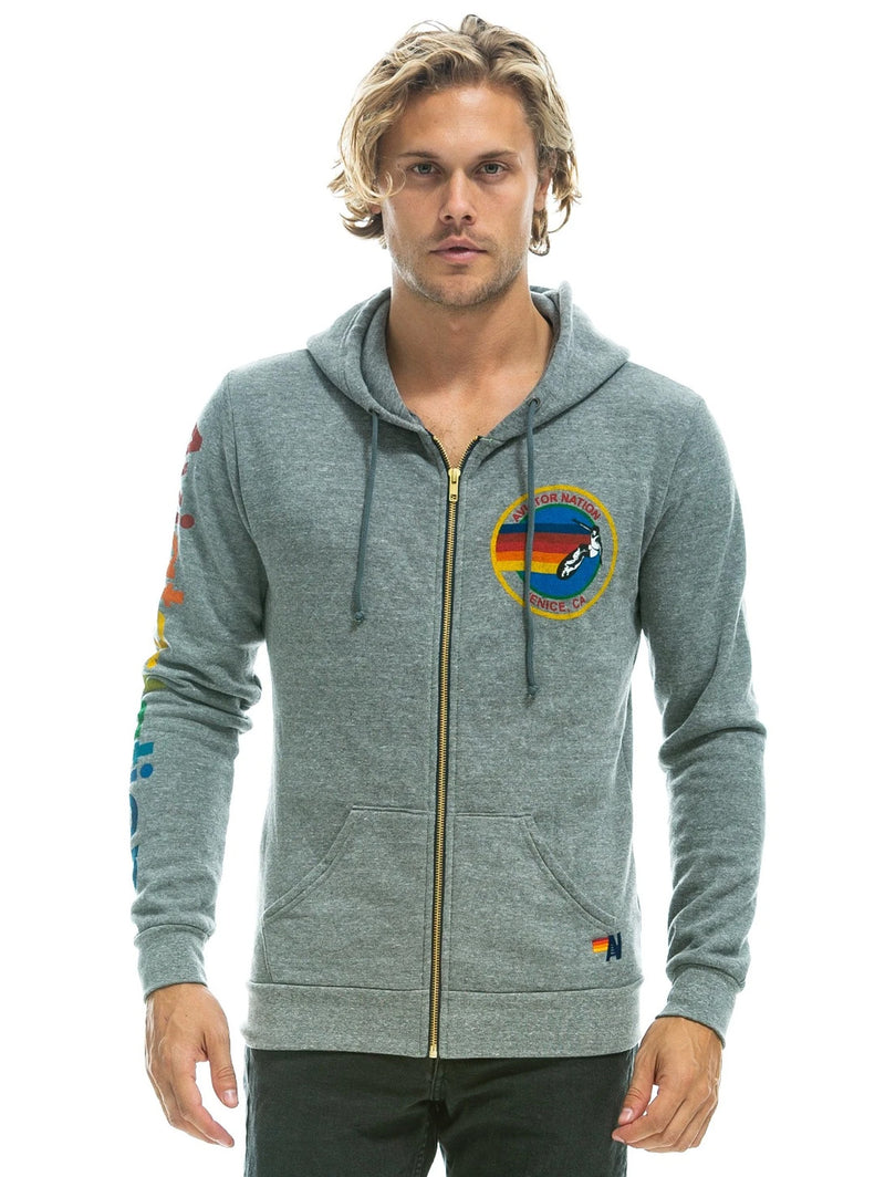 Aviator Nation Logo Zip Hoodie - Heather Grey-AVIATOR NATION-Over the Rainbow