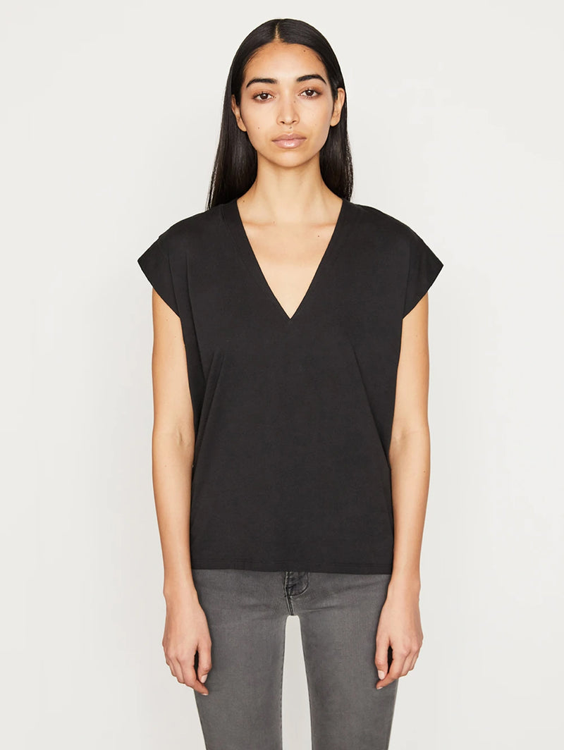 Le Mid Rise V Neck T-Shirt-FRAME-Over the Rainbow