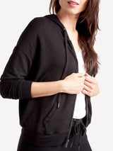 Zip-Up Hoodie Top - Black-SPLENDID-Over the Rainbow