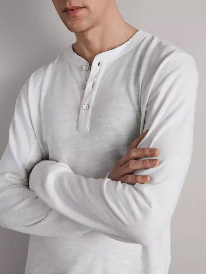 Long Sleeve Classic Henley - White-RAG + BONE-Over the Rainbow