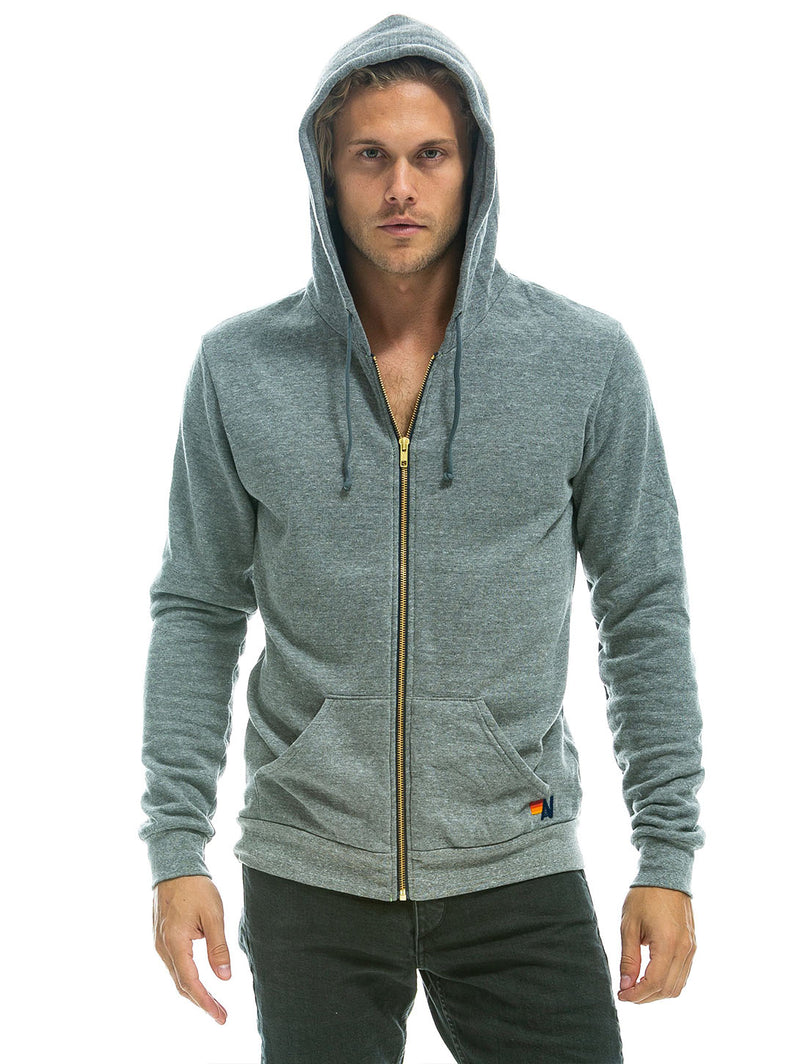 Bolt Zip Hoodie - Heather Grey-AVIATOR NATION-Over the Rainbow