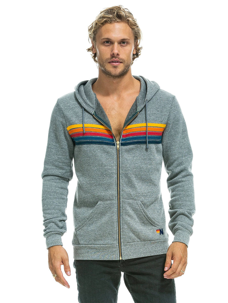 5 Stripe Hoodie - Heather Grey-AVIATOR NATION-Over the Rainbow