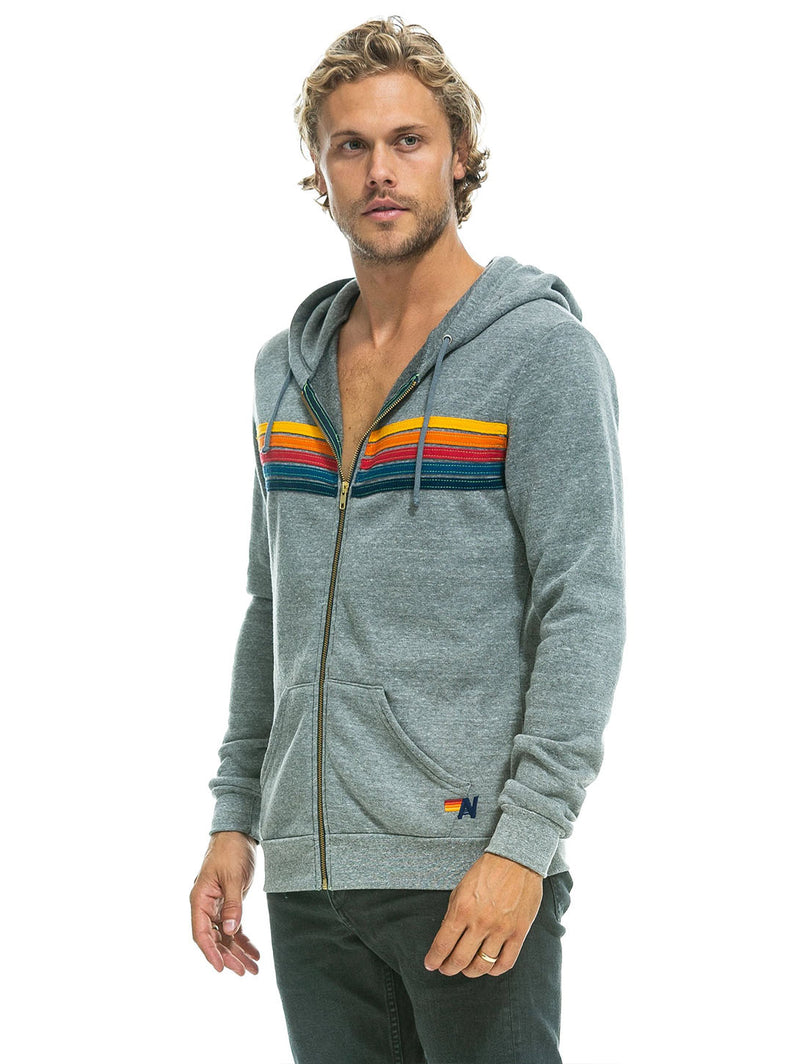 5 Stripe Hoodie - Heather Grey-AVIATOR NATION-Over the Rainbow