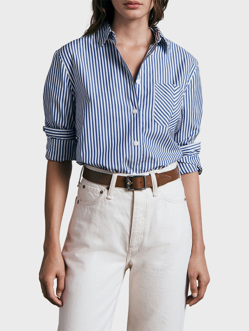 Maxine Shirt - Blue Stripe-RAG + BONE-Over the Rainbow