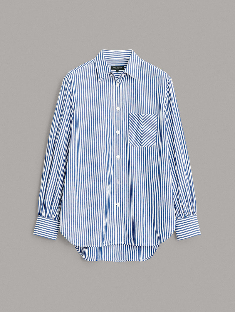 Maxine Shirt - Blue Stripe-RAG + BONE-Over the Rainbow