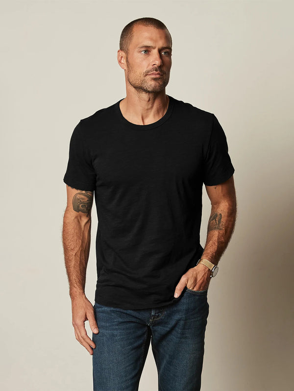 Amaro Slub Short Sleeve T-Shirt - Black-Velvet-Over the Rainbow