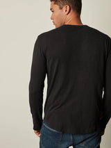 Kai Long Sleeve Slub Crew T-Shirt- Black-Velvet-Over the Rainbow