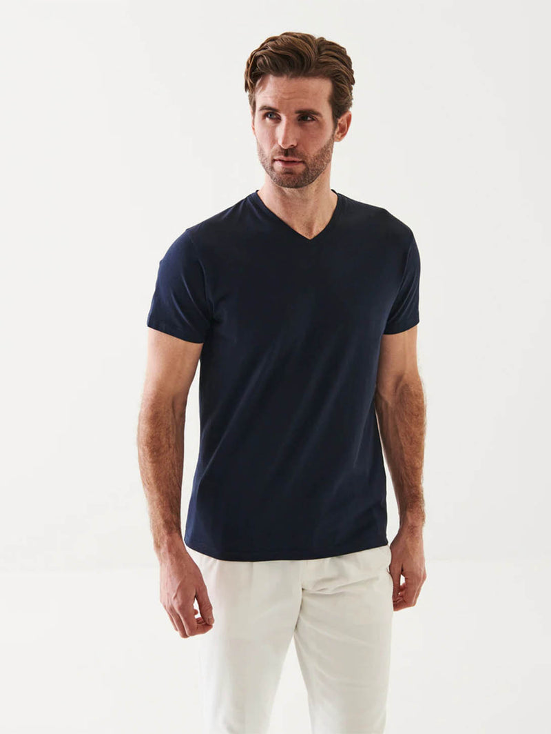 Iconic Pima Stretch V-Neck T-Shirt-Patrick Assaraf-Over the Rainbow